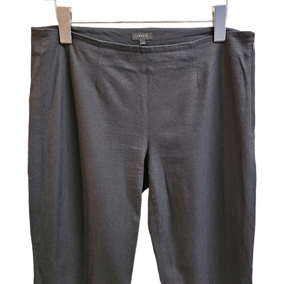 Theory Black Cotton Blend Cropped Pants Size 8 Stretch Lightweight Travel - Picture 4 of 8